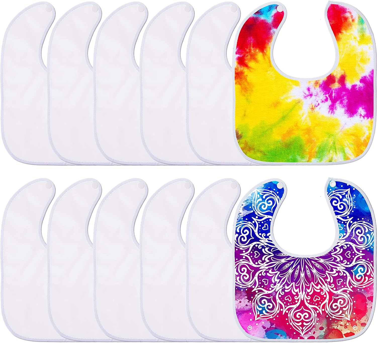 HooLing 12 Pieces Sublimation Blank Baby Bib Heat Press White Baby Bib Printable