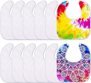 12 Pieces Sublimation Blank Baby Bib Heat Press White Baby Bib Printable Reusable Dribbler Bib Stain and Odor Resistant Feeder Drool Bib for Infant Newborn DIY Creative Design, 30 x 27 cm