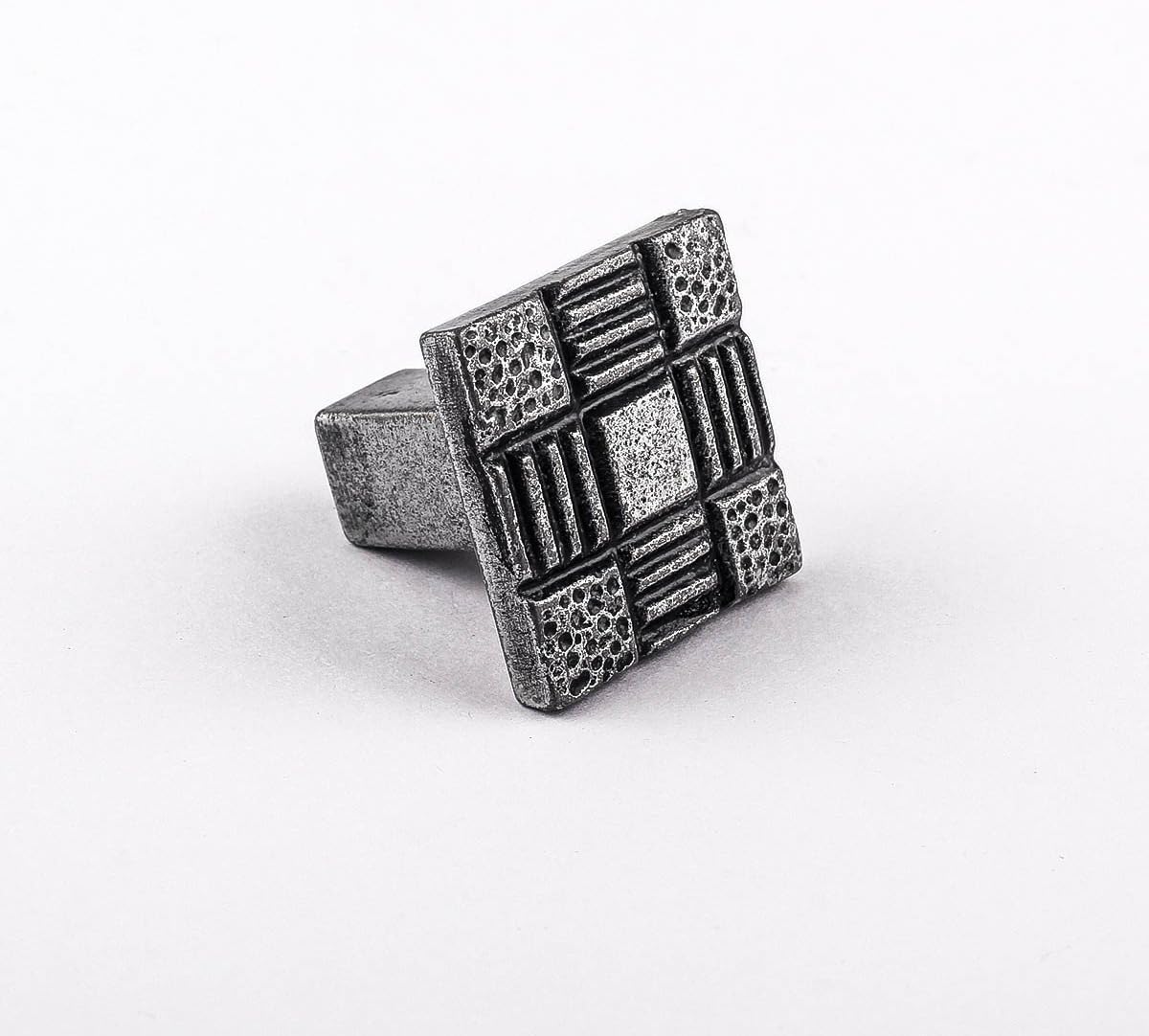 Renovators Supply Manufacturing Iron Cabinet Knob and Pulls Square Aztec Pewter Finish Cabinet Hardware