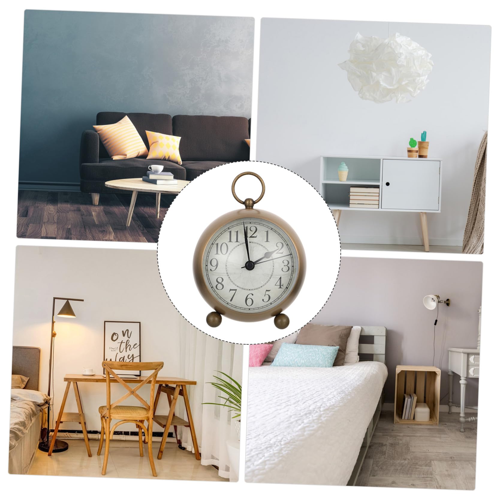 SHINEOFI Sveglia Retrò Luminosa da Tavolo Silenziosa con Movimento Preciso Orologio Decorativo per Comodino Adatto Soggiorno e Ufficio Orologio da Tavolo senza Ticchettio con Luce