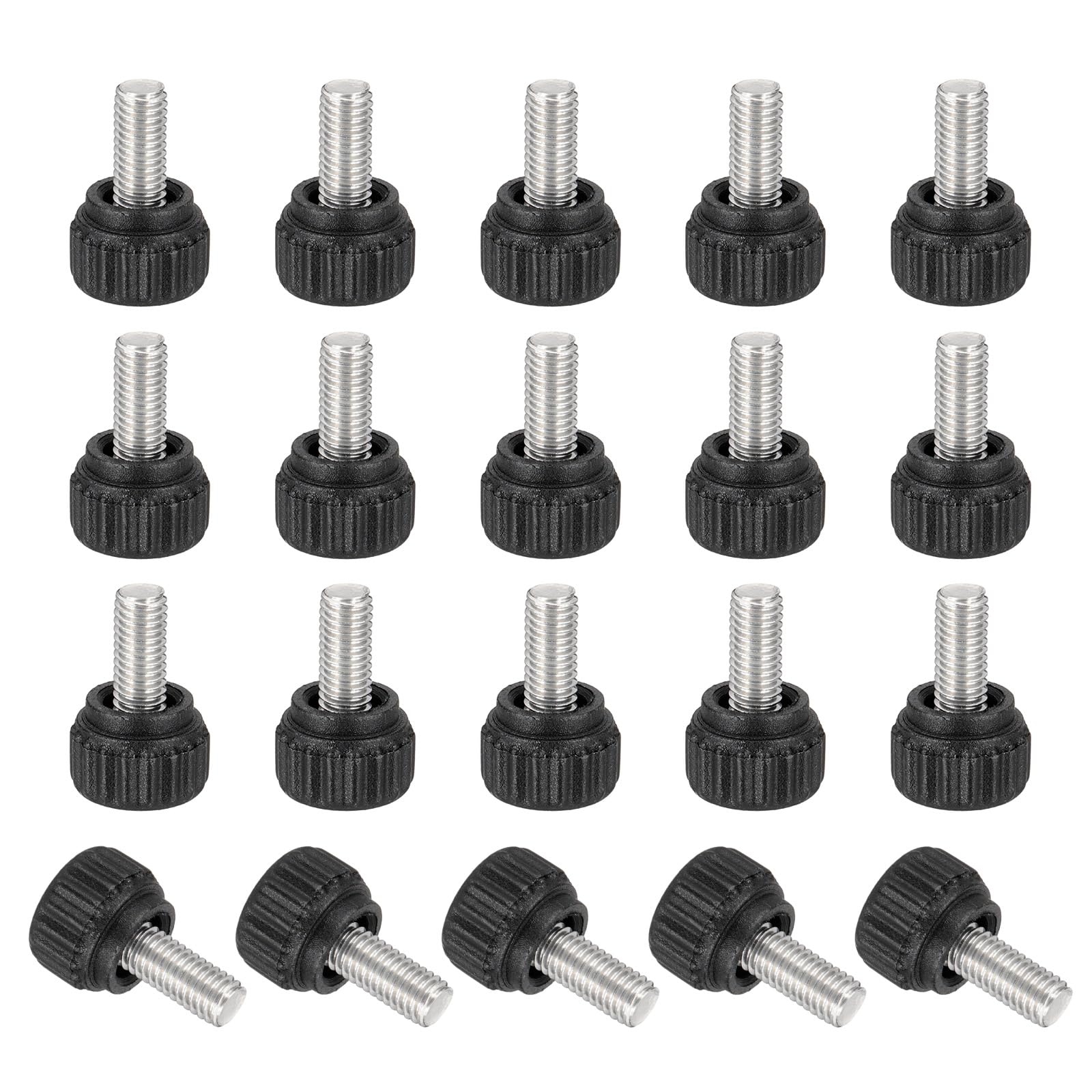 sourcing map 20 Pcs Threaded Knurled Thumbscrew, M5 x 10mm Monitor Mount Arm Screws Stainless Steel Clamping Knobs Grip Thumb Screw for Computer TV