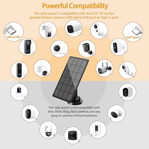 Miniatura 7 de Panel solar para cámara al aire libre, cargador solar impermeable IP66, fuente de alimentación solar continua para cámaras de seguridad, con puerto