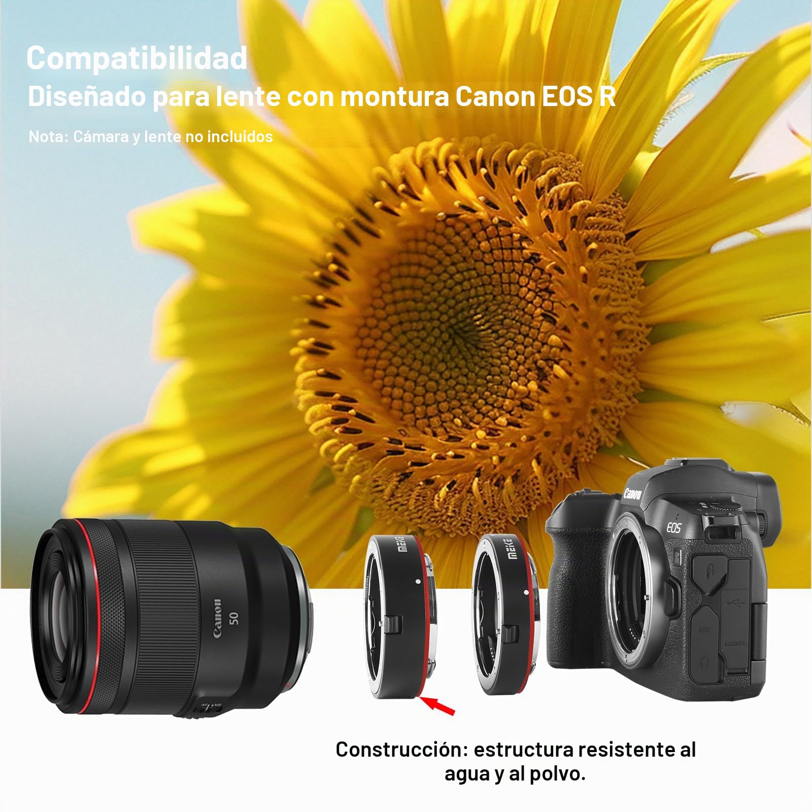 Meike MK-RF-AF1 - Kit de Anillo Adaptador de Tubo de extensión Macro de Marco Completo AF de 13 mm + 18 mm para cámaras de la Serie EOS-R, cámaras de Montaje RF EOS-R EOS-RP