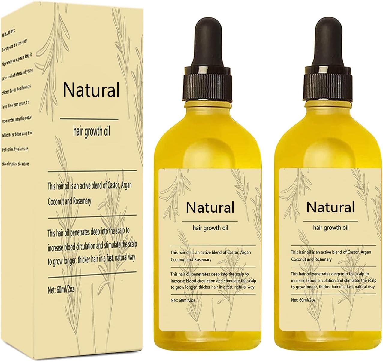 Vegan Natural Hair Growth Oil,2 Pcs Rosemary Oil for Vegan Hair Growth Organic for Dry Damaged Hair and Growth