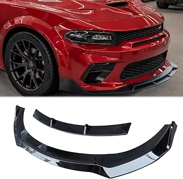 Front Lip for Dodge Charger SRT Hellcat Widebody 2020 2021 2022 2023 ABS Gloss Black Painted Front Bumper Lip Splitter Body Kits Car Accessories 4PC
