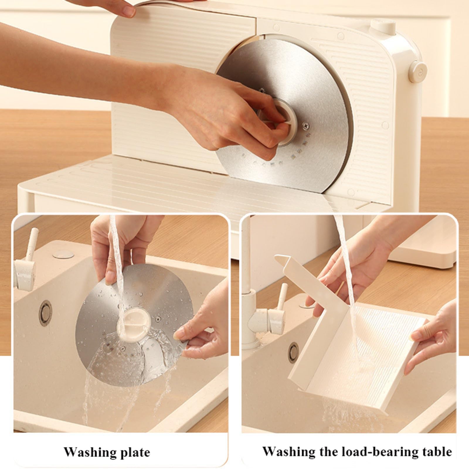 Elektrischer Fleischschneider mit 150 W – Feinkostschneidemaschine für Brot/Käse/Aufschnitt, 17 cm gezahnte Edelstahlklinge, einstellbare Dicke 1–15 mm, Heim-Schneidemaschine