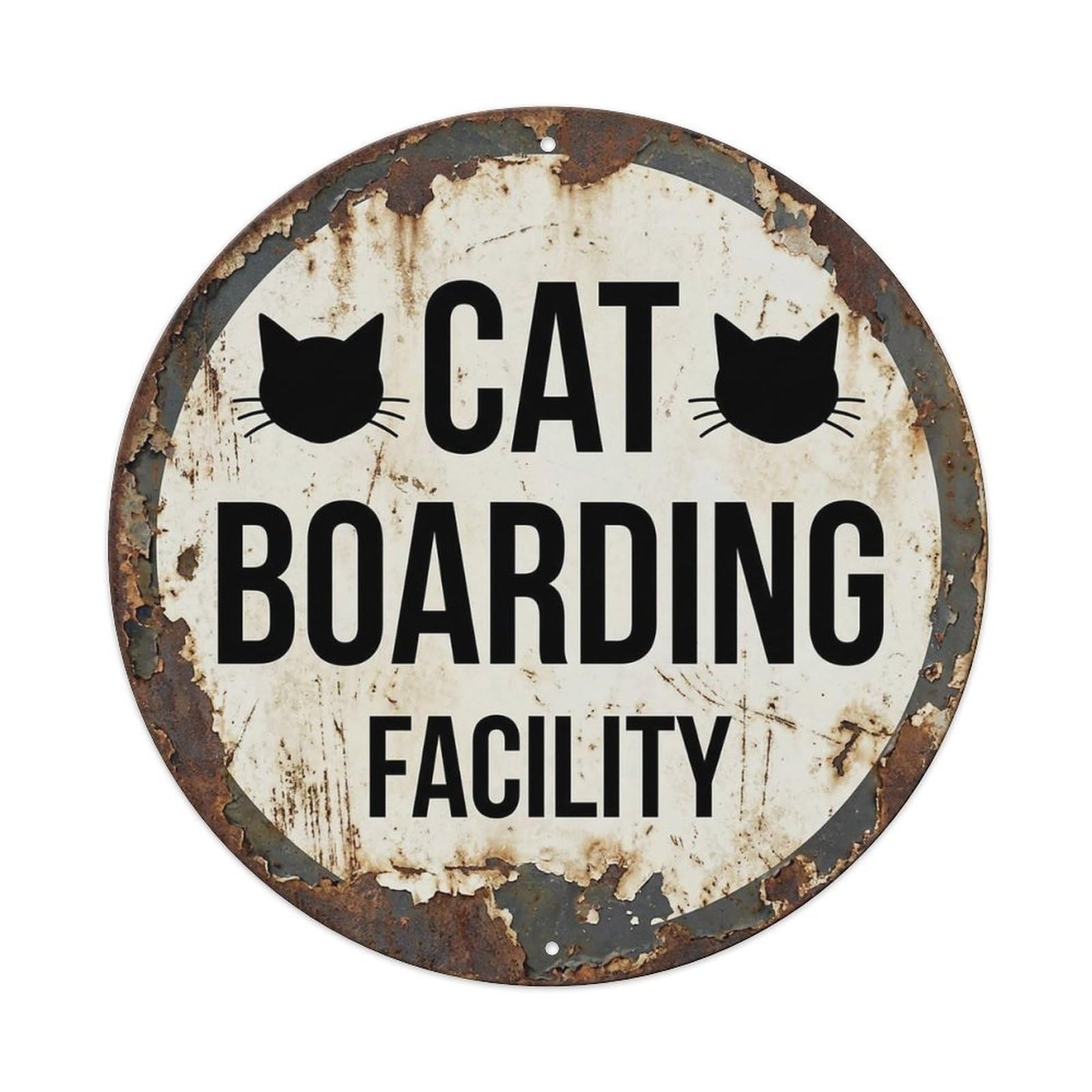 Vintage Cat Boarding Facility Place Vintage Metal Tin Sign Plaque Wall Decor for Cafe, Club Bar, Office, Garden Metal Poster 8x8Inch