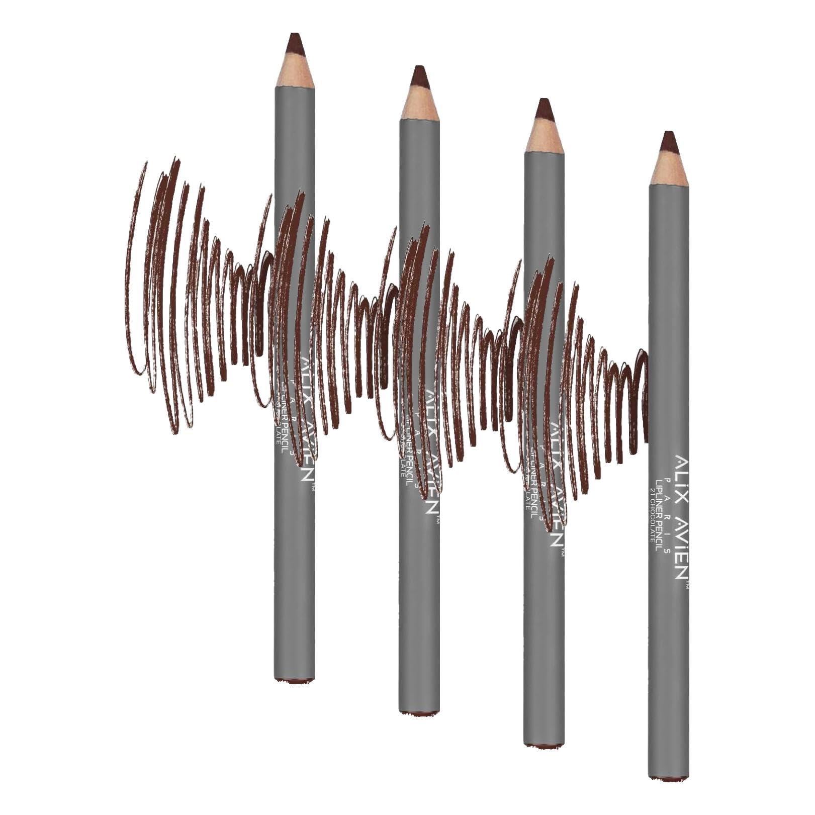 ALIX AVIEN Uzun Süre Kalıcı Dağılma Yapmayan Nemlendirici Dudak Kalemi - Lipliner Pencil 21 Chocolate (4 paketi)