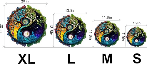 Miniatura 3 de Rompecabezas de madera para adultos y niños (L-300 piezas de 13.8 x 13.8 pulgadas) rompecabezas de madera de árbol Yin Yang rompecabezas de madera