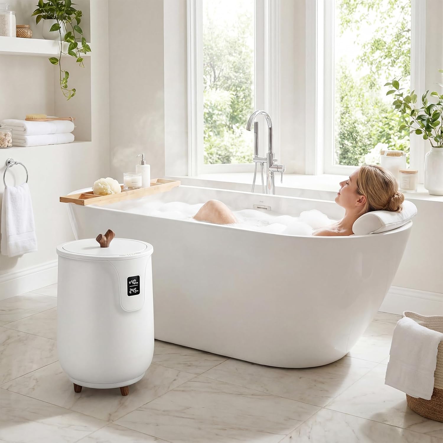 Giantex Towel Warmer, Large Towel Heater Bucket w/Adjustable Timer, 3 Heating Modes, LED Display & Auto Shut-Off, Luxury Blanket Warmer for Spa, Fits 2 Oversized Towels, Bathrobes, Clothes, White