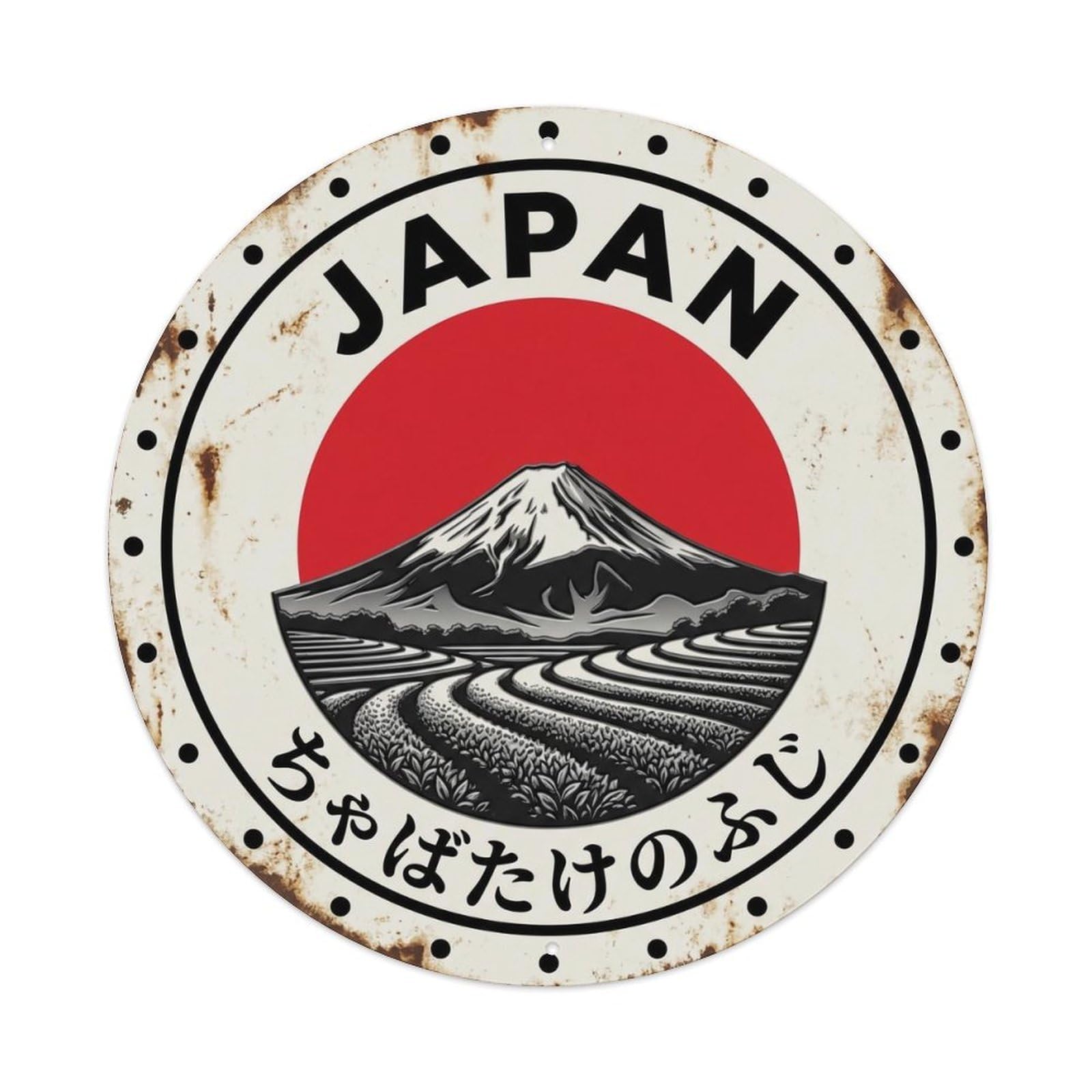 Fuji Tea Field Japan Plantation Peak Rustic Metal Tin Sign