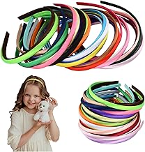 30 Pieces Satin Hair Bands, 1cm Hairbands Ribbon, Covered Headbands, Ribbon Covered Headbands, Thin Hair Bands DIY Hairbands for Women and Girls (Colorful, One Size)