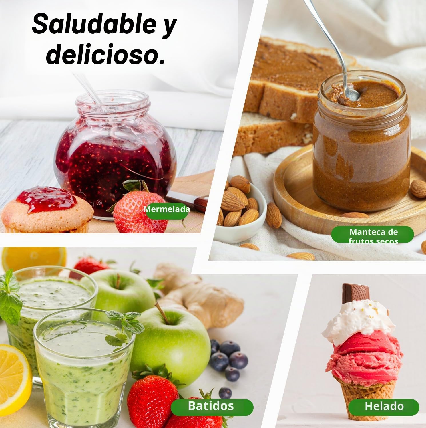 TOKIT 8-EN-1 Batidora de Vaso 2000ML, Blender Pro Metallo 1400W con LCD Táctil y 8 Menús y 9 Velocidades Picadora De Hielo para Smoothie, Moler Especias y Licuadora Multiusos