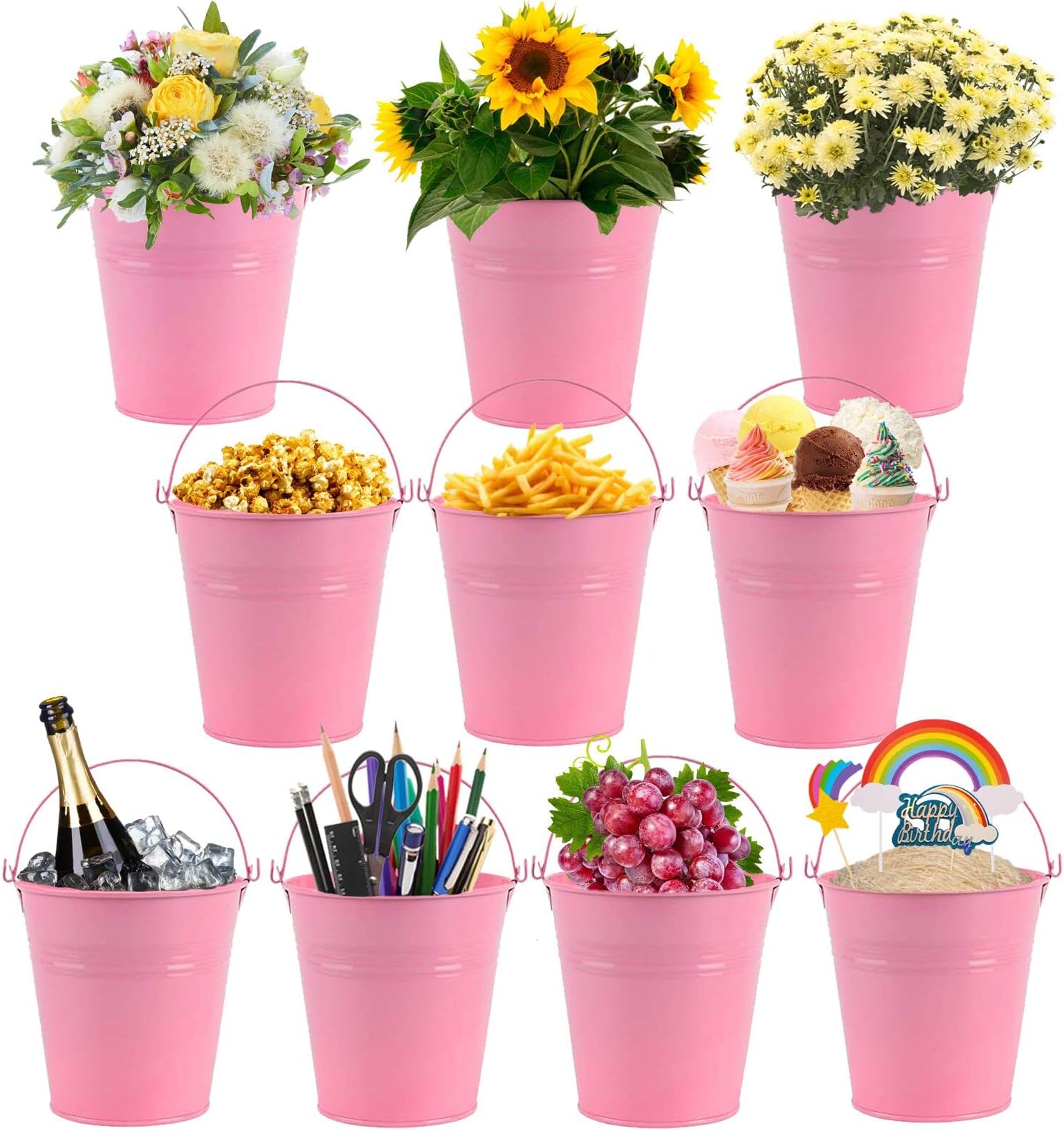 Amazon.com: Honbay 2PCS Tiny Metal Buckets Tin Pail Containers ...