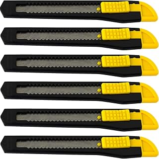 6 Small Safety Box Cutter Utility Knife Retractable Snap off Blade BLACK