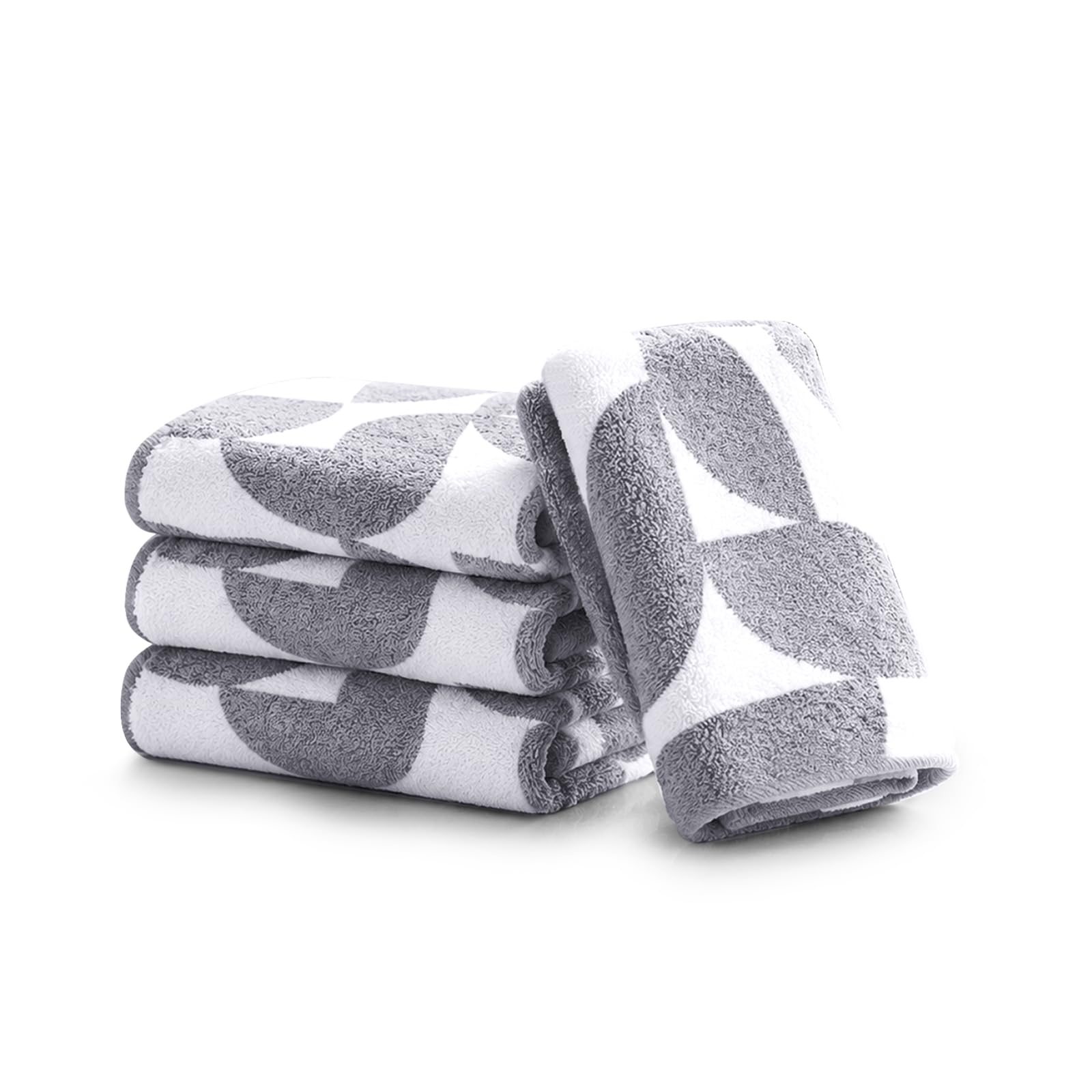 HOUSSE Dual Tone Microfiber Face Towel – Dual-Sided Reversible Design for Men & Women, 30 * 30 cm, 480 GSM, Super Soft, Quick Dry, Highly Absorbent One One Side Solid, Moon Grey Set of 4-image-35