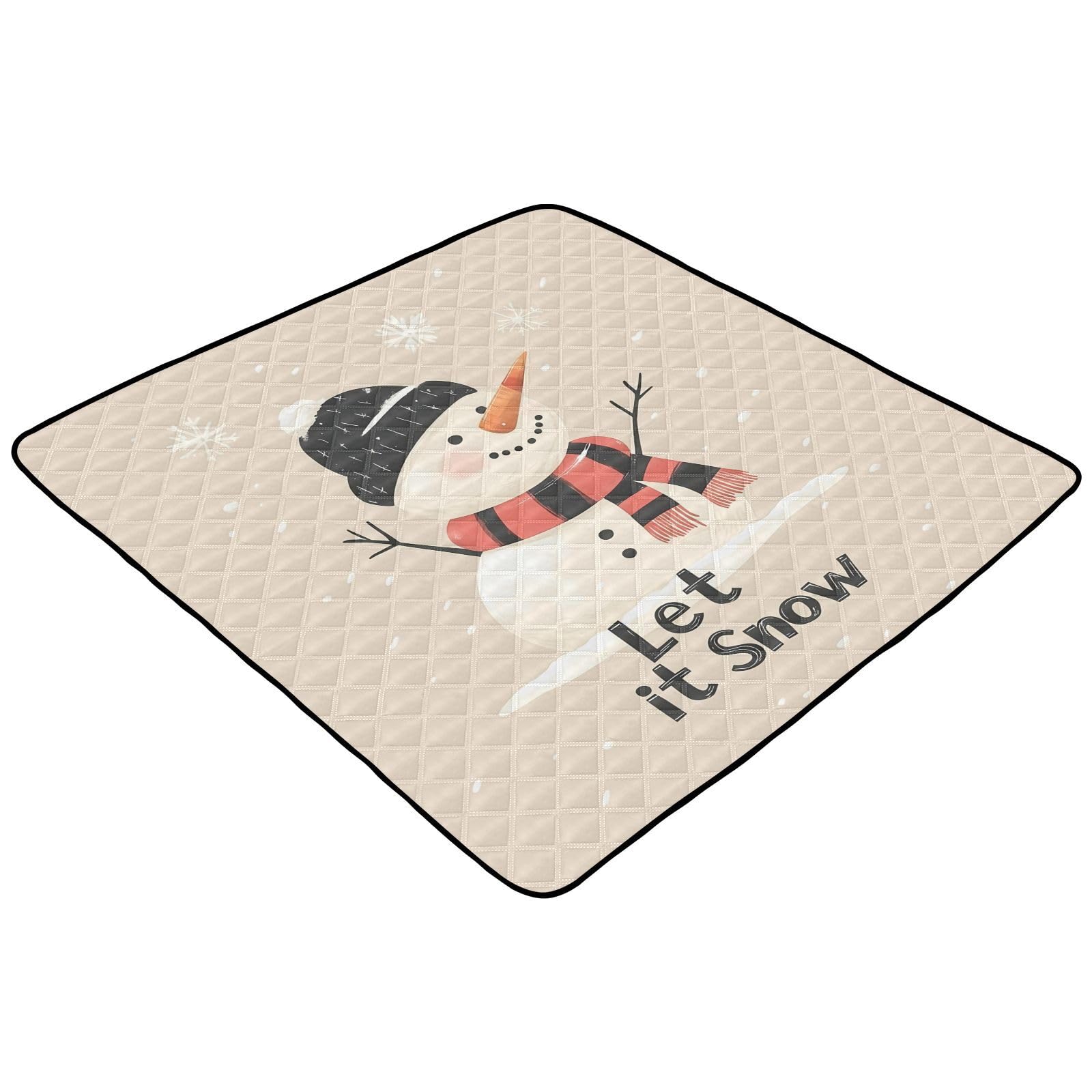 BOESI Doodle Cute Snowman Pattern Baby Play Mat, 50“ X 50” Washable Folding Crawling Mat, Baby Floor Mat, Soft, Thick, Non-Slip