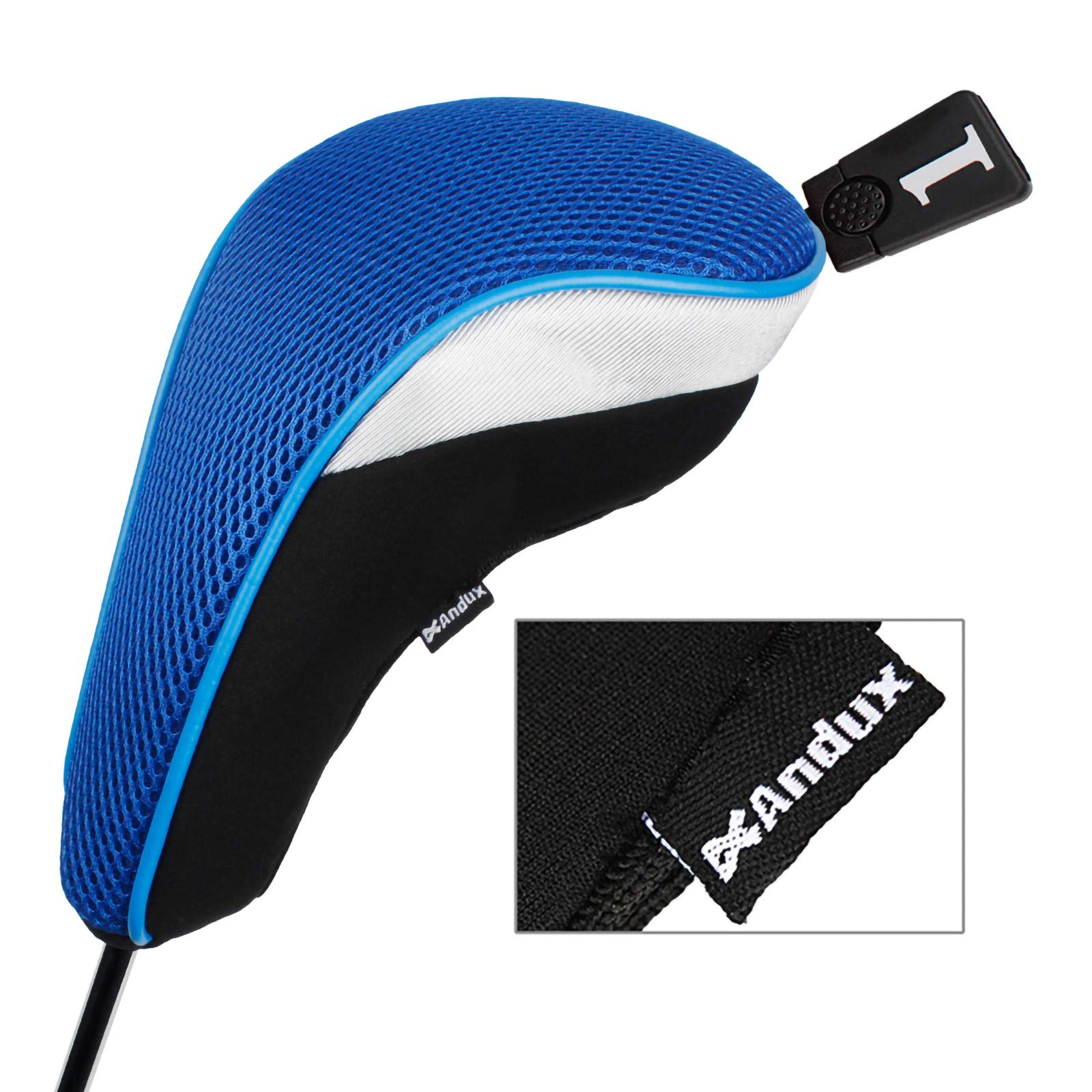 Andux Copri Mazza da Golf per legni Driver Intercambiabile No. Etichetta 3pcs Mt/mg02 Nero/Blu