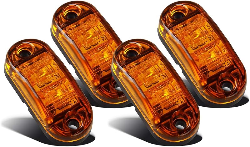 Luz lateral de sinalização LED Partsam oval âmbar 12 V com 2 diodos para trailer e caminhão – 4 unidades