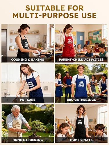 Miniatura 2 de Delantales personalizados para hombres y mujeres con bolsillos, paquete de 1 a 500 unidades, delantales ajustables personalizados con