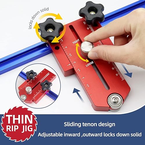 Miniatura 4 de HFM - Guía de plantilla de sierra de mesa fina para hacer cortes de tira estrecha repetitivos, apto para ranuras de inglete de 34 x 38 pulgadas,