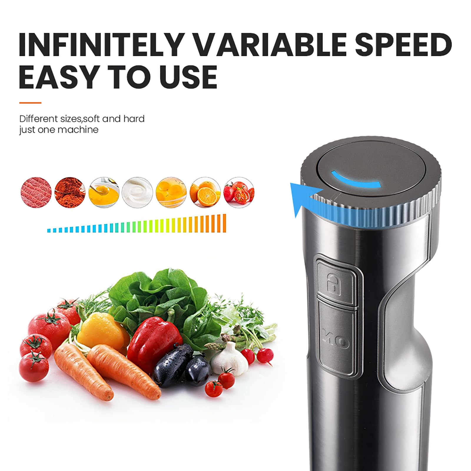 1000-w-stabmixer, Handmixer Mit 14 Einstellbaren Geschwindigkeitsstufen Und Mixstab Aus Edelstahl 304, Für Smoothies, Suppen, Säfte Und Schlagsahne