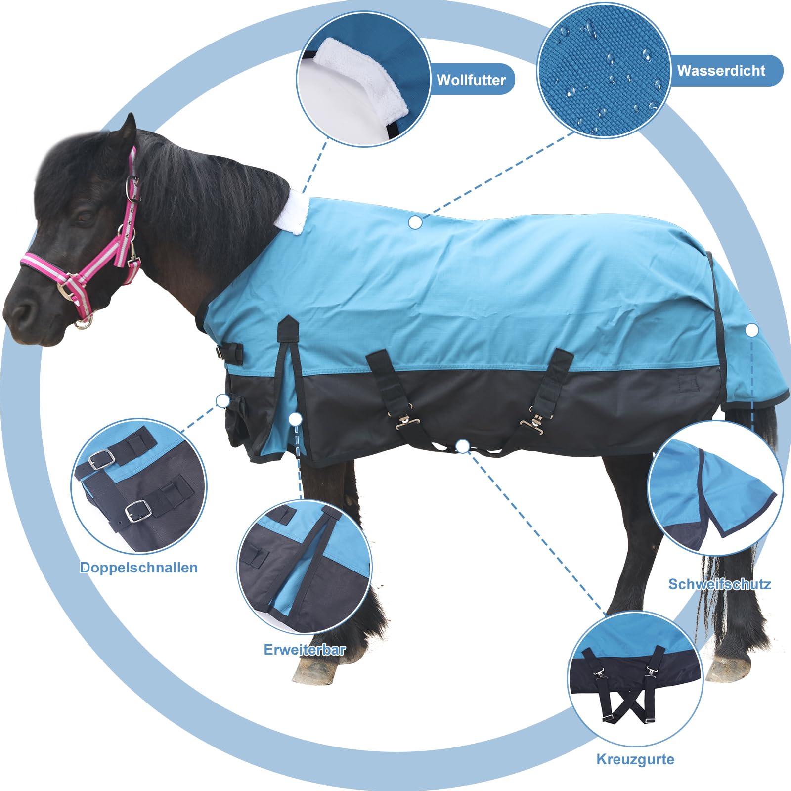 Paardendeken | pony deken | regendeken | merk Harry's Horse | model Stout! | dubbele snelsluitingen