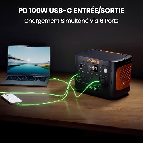 Jackery Explorer 1000 v2 Générateur Électrique Portable avec 2x100W Panneau Solaire, 1070Wh Batterie LFP, 1500W CA/100W USB-C Sortie, Charge Complète Rapide 1H pour Plein Air,Camping-car,Urgence - 6