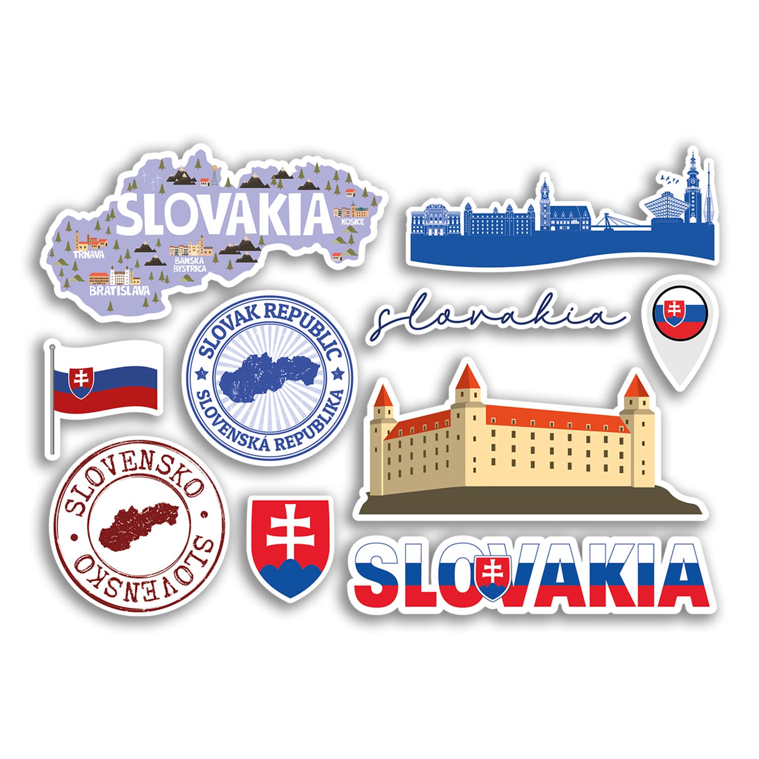 Dv Design Multi A5 Sticker Sheet Slovakia Vinyl Stickers - Slovakian Map Country Holiday Flag Travel #78472