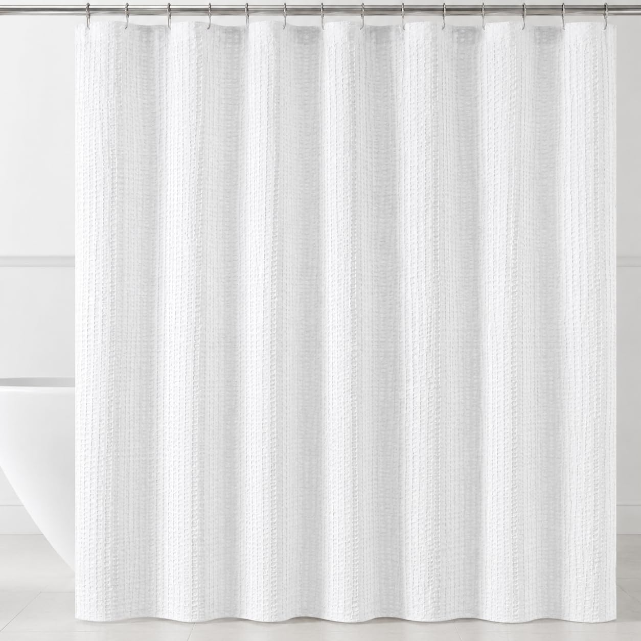 HOMETHREADS Embrace Luxury with Our 6-Feet Long Premium Polyester Shower Curtain with 12 Hooks for a Lavish Bathroom Ambiance | Stylish, Splendid, and Perfectly Sized (Grey_Leaf, 180x200cm) — Amazon image 12