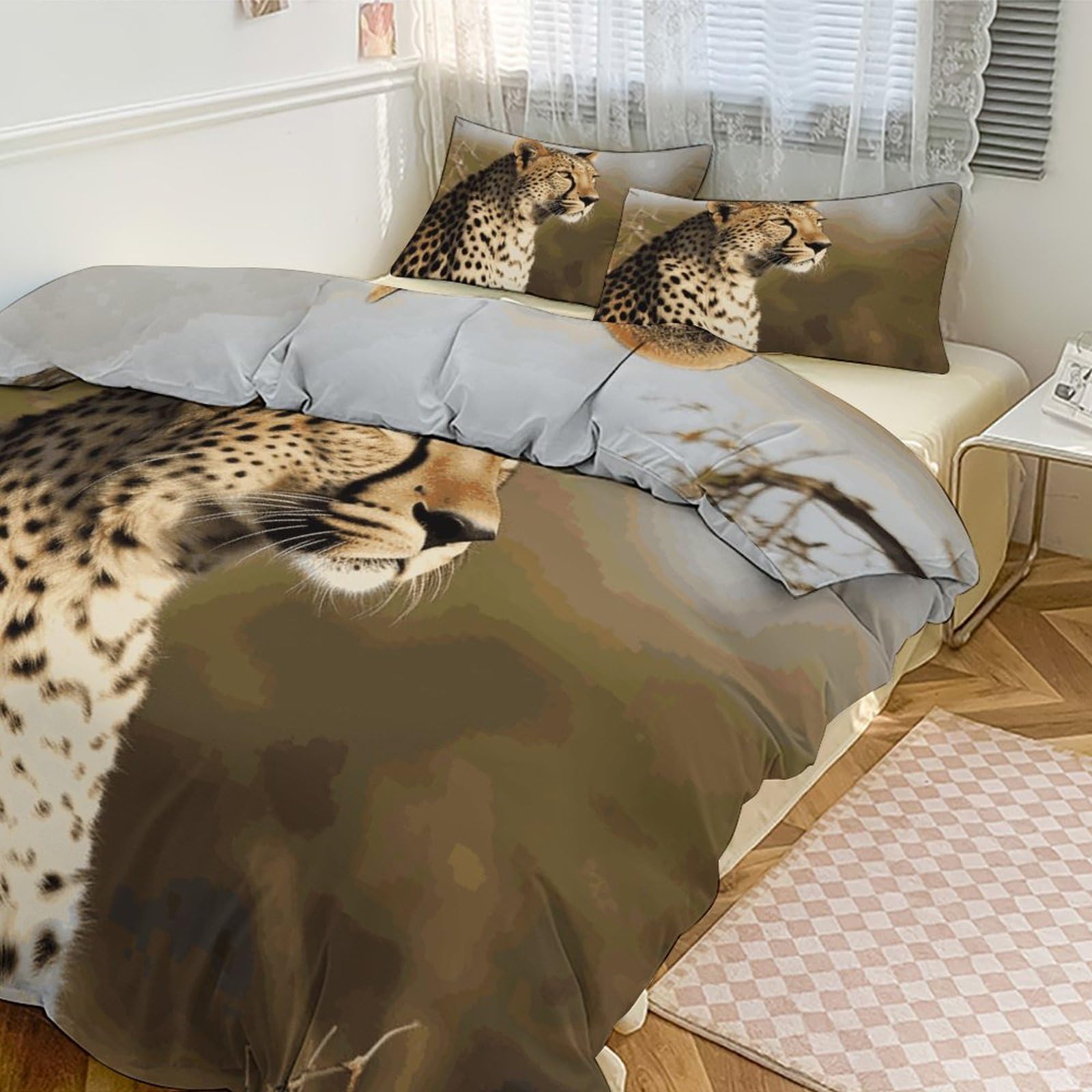 Couette pour grand lit motif léopard sauvage sauvage avec ses deux taies d'oreiller de luxe