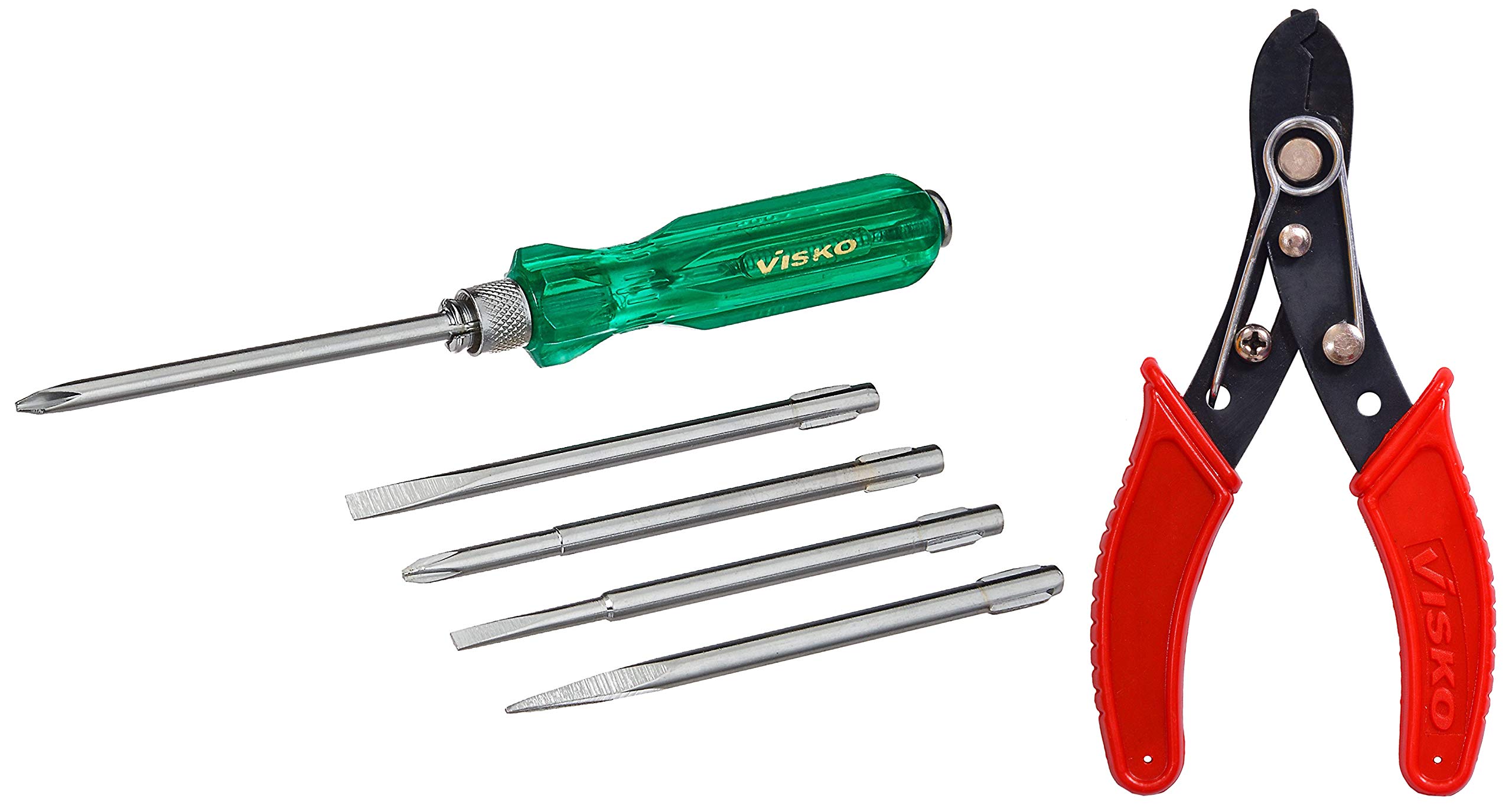 Visko Tools 101 Screwdriver Kit (Red, 6-Pieces) & Visko Tools 239 6-inch Wire Cutter or Stripper
