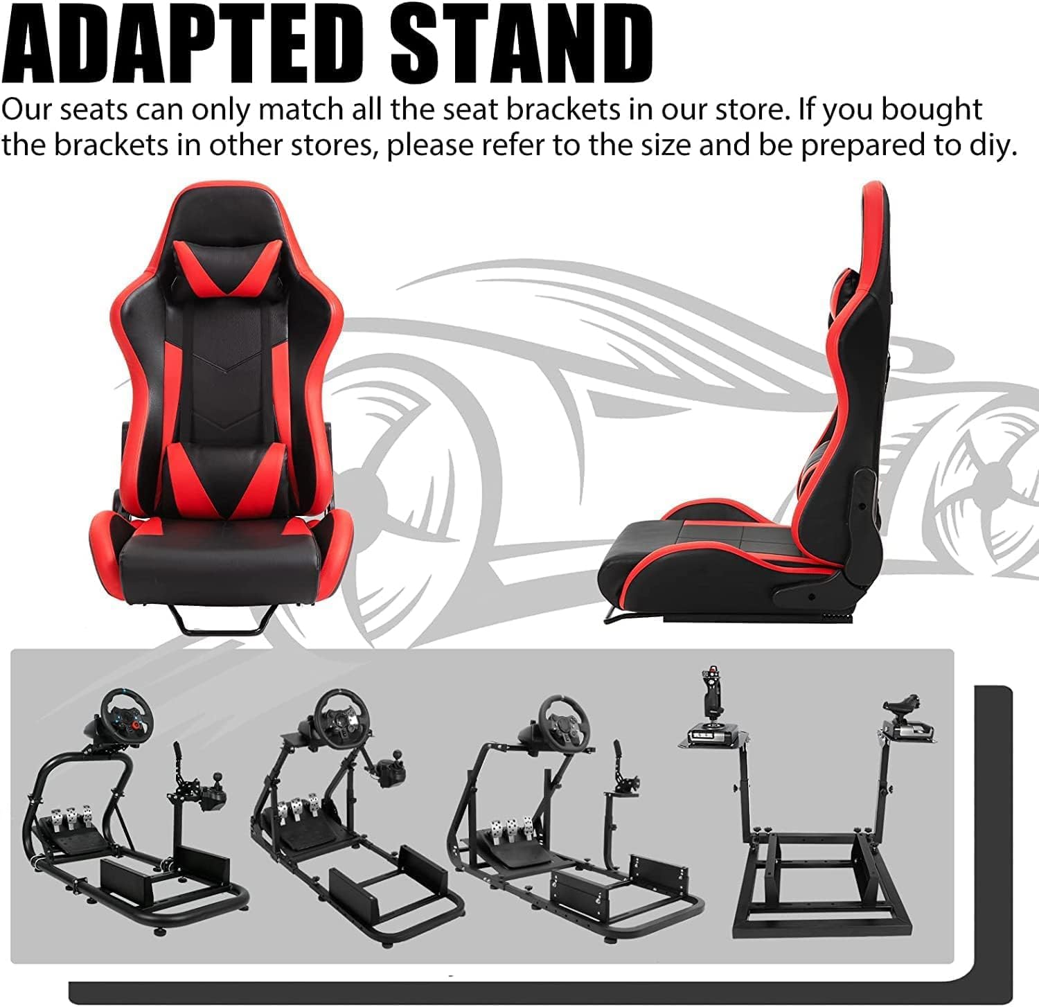 Dardoo Racing Gaming Schalensitz mit verstellbarem Doppelschieber Adapt Racing Simulator Cockpit Driving Wheel Stand Stuhl Videospiel Stühle Sim Stuhl Rot