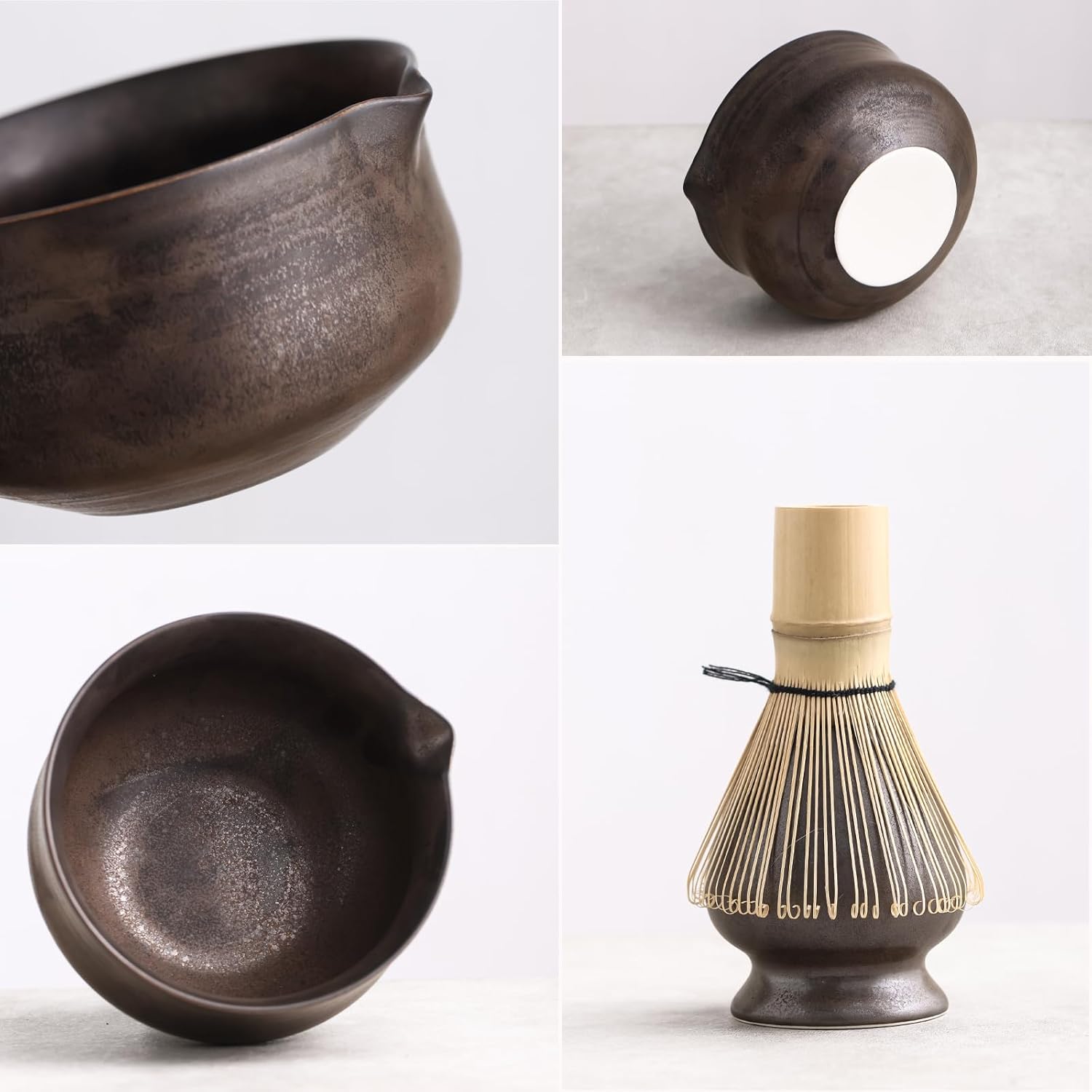 Matcha Set, Japanese Tea Set Includes Matcha Bowl with Spout, Matcha Whisk Holder (chasen), Bamboo Matcha Whisk and Bamboo Scoop, Ceramic Matcha Kit for Tea Lovers - Image 4