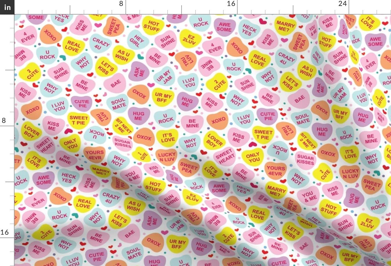 Spoonflower Fabric - Aloha Hearts Love Valentine Valentines Day Letters Candy Printed on Upholstery Velvet Fabric Fat Quarter - Upholstery Home Decor Bottomweight Apparel