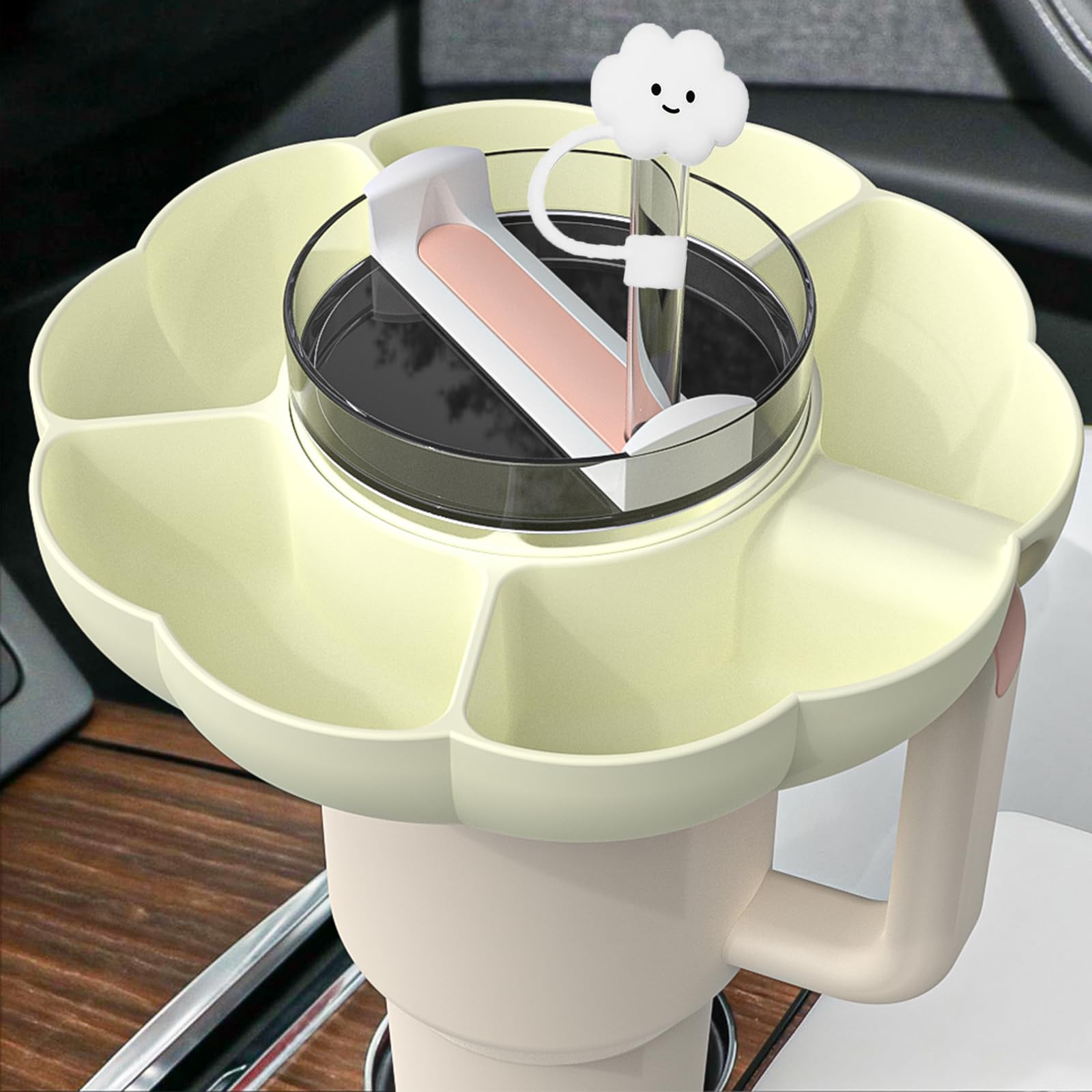 Stanley Snack-Tablett Aus Silikon – Mit Deckel & Strohhalm-Abdeckung, Für 850 Ml Stanley-Becher