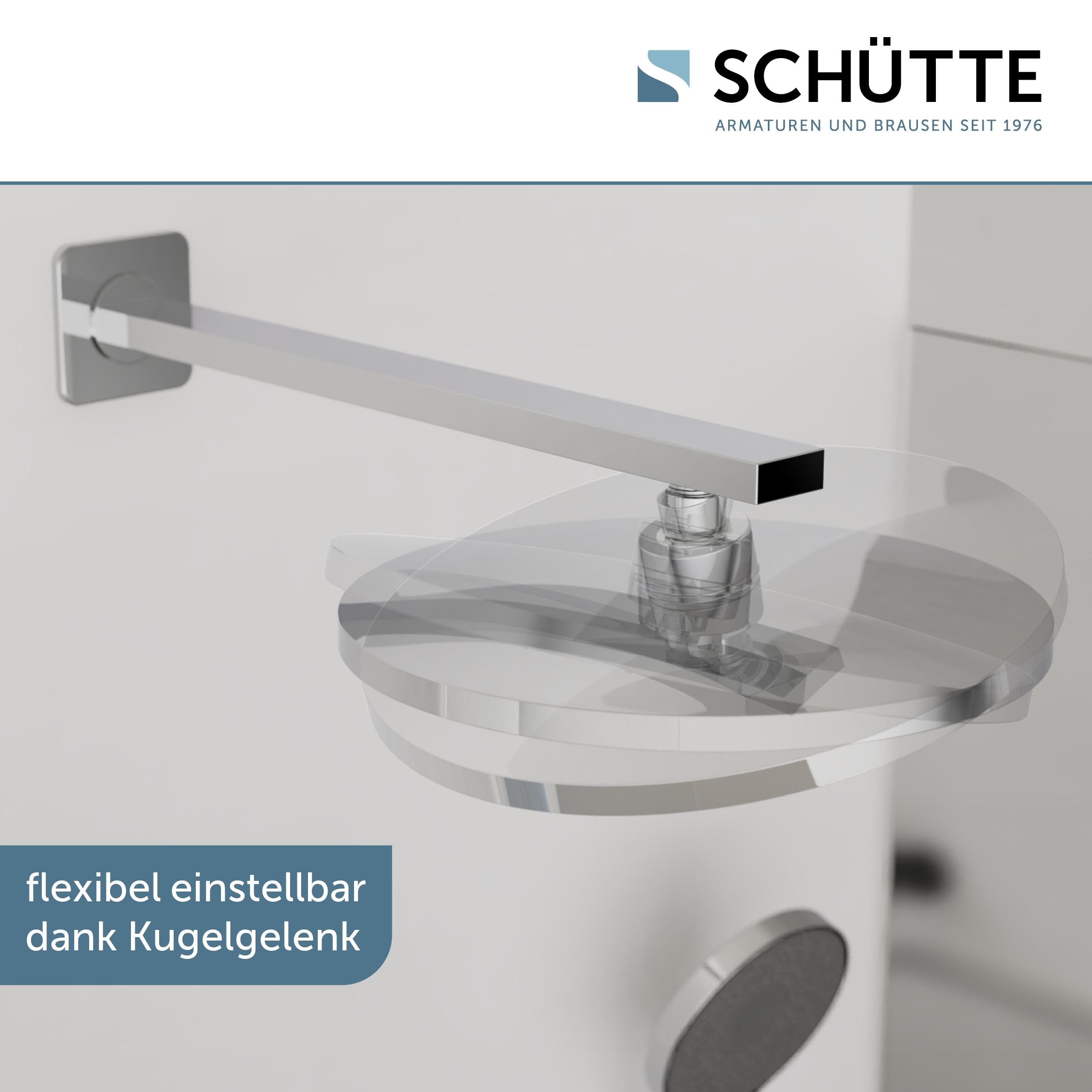 SCHÜTTE 69291 CAPRI Kopfbrause, Wellness-Duschkopf Regendusche mit Anti-Kalk-Noppen, Duschbrause Rund, großer Regenduschkopf, Chrom/Anthrazit