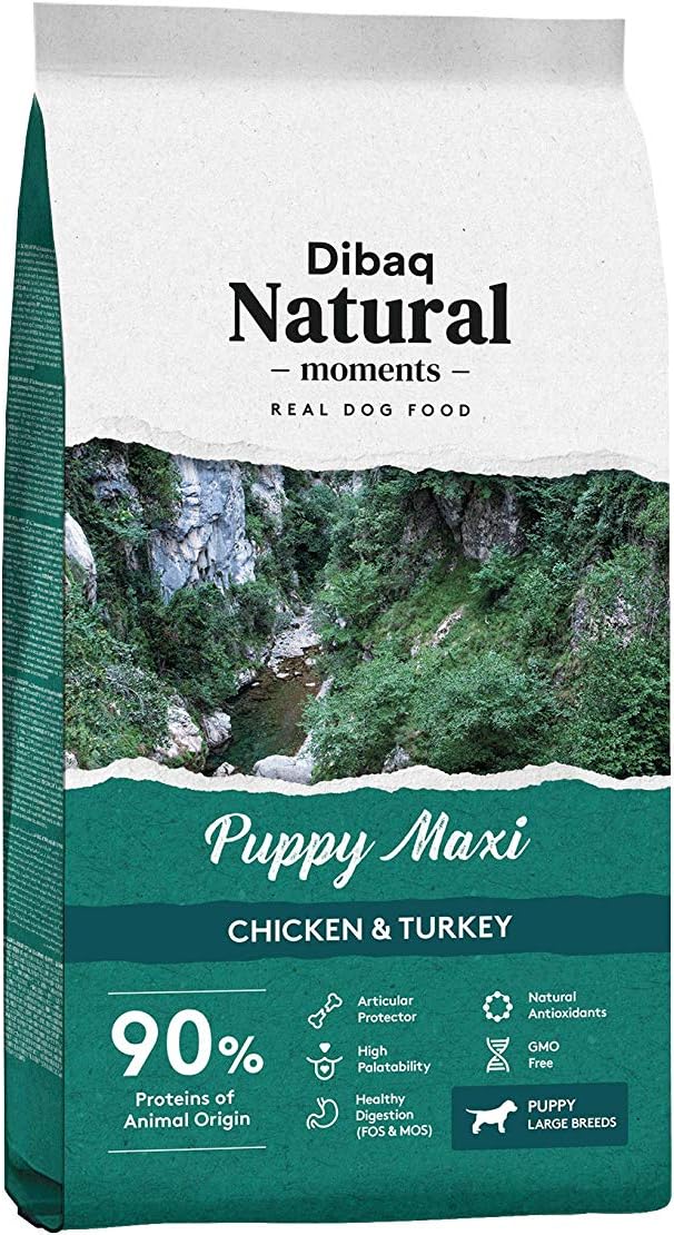 DIBAQ NATURAL MOMENTS Puppy Maxi. Pienso Natural para Perros Cachorros y Madres de Razas Grandes. 15 Kg.