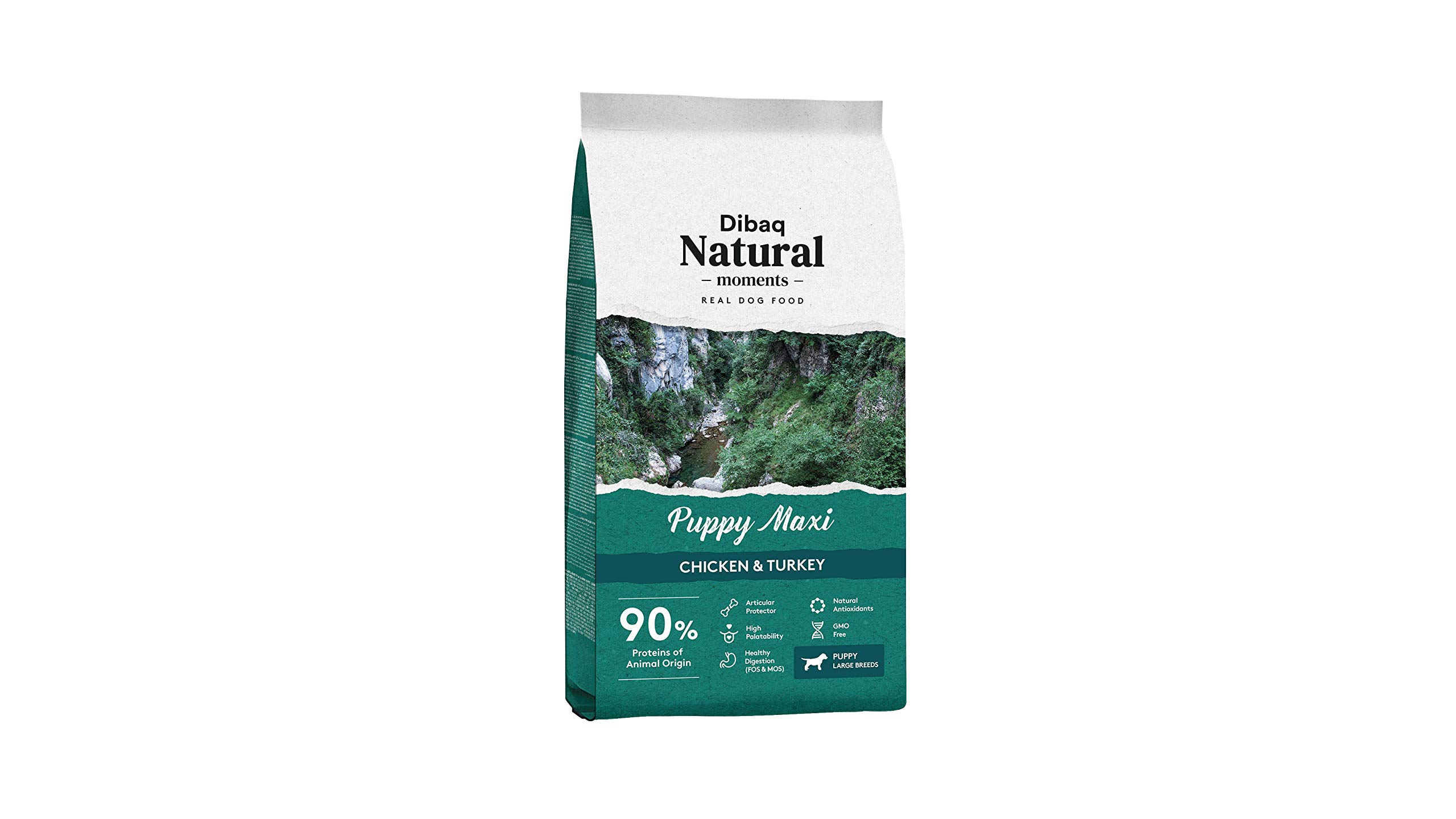 Dibaq Natural Moments Puppy Maxi: pienso de Pollo y Pavo para Perros. Especial para Cachorros de Razas Grandes. Ingredientes 100% Naturales. 15 Kg.