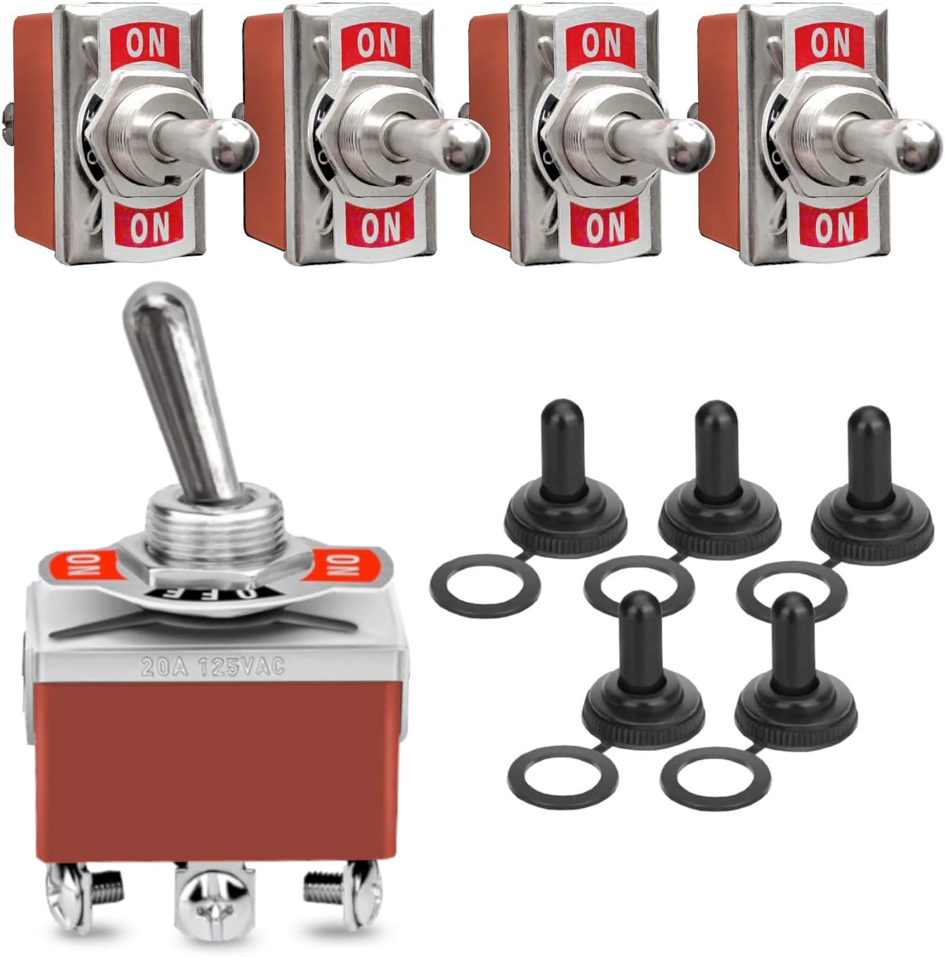 60% Off Discount MGI SpeedWare One-Side Momentary Toggle Switches (Mom. ON)/Off/ON 5-Pack with Waterproof Boots, 6-Pin DPDT