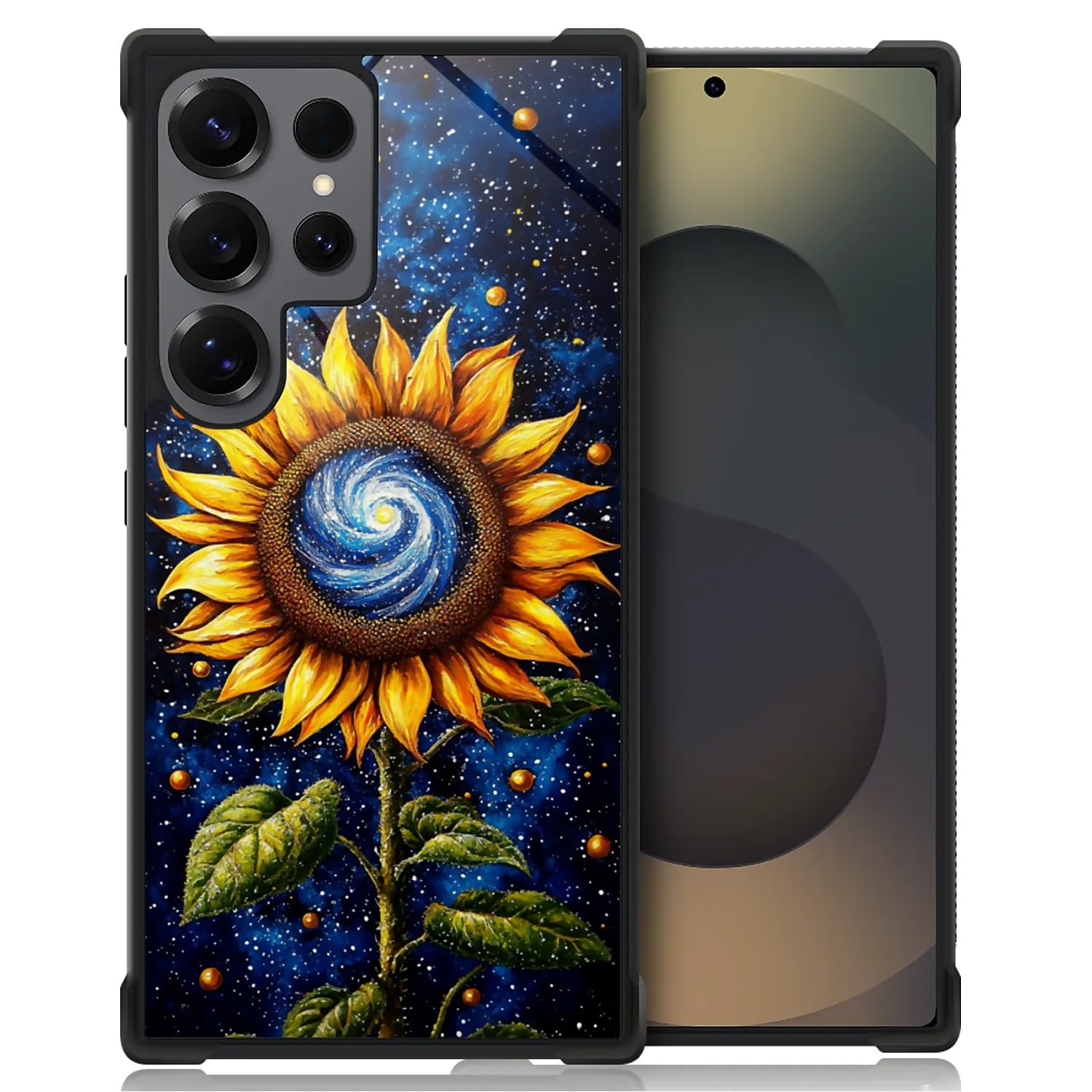 Zeggi Case for Samsung Galaxy S25 Ultra,Sunflower Night Four Corner Airbag Protection Design Soft Silicone Frame Personalized Pattern Case Compatible