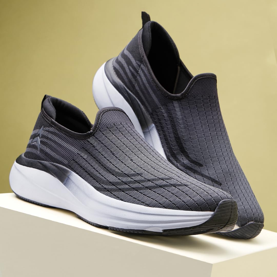 AVANT Men's Lujo Slip on Walking Shoes-Superior Traction,Anti Skid, Lightweight, Multi Directional Flexibility, Enhanced Cushioning, Sports Footwear (AVMSH159CL01UK10_D.Grey_UK 10) 1