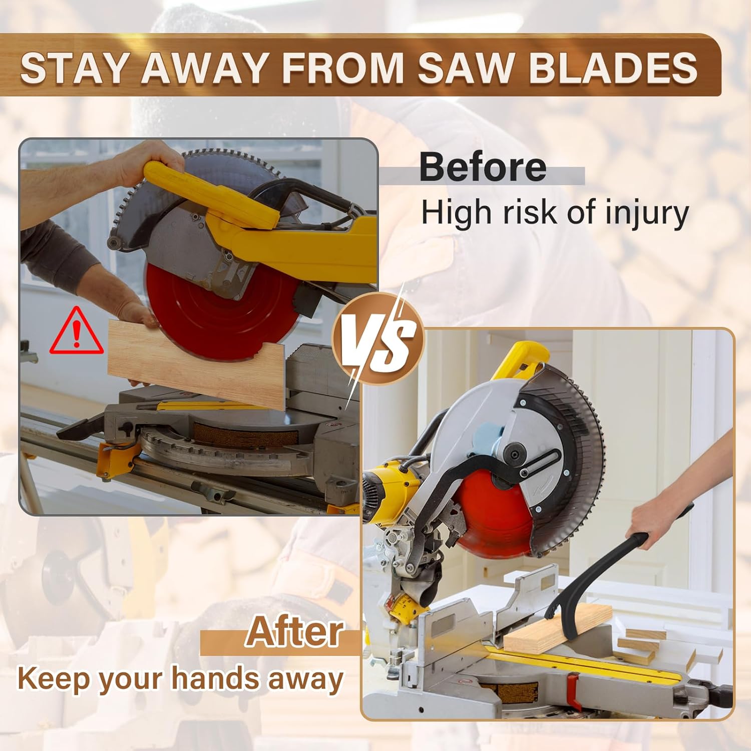 Miter Saw Hold Down Stick, Woodworking Protection Tool, Keep Your Hands Away From Saws, Push Sticks for Wood, Woodworking Must Have (Black)