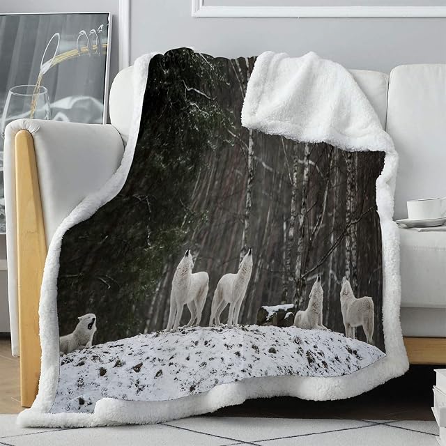 loyaltyer Weighted Blanket for Children White Wolves Fleece Blanket Comfort Soft Fluffy Fuzzy for Kids Baby Boys Girls Shower Birthday Gifts Nursery Sofa Bed Throw Blanket, Baby/Pet 75 x 100 cm