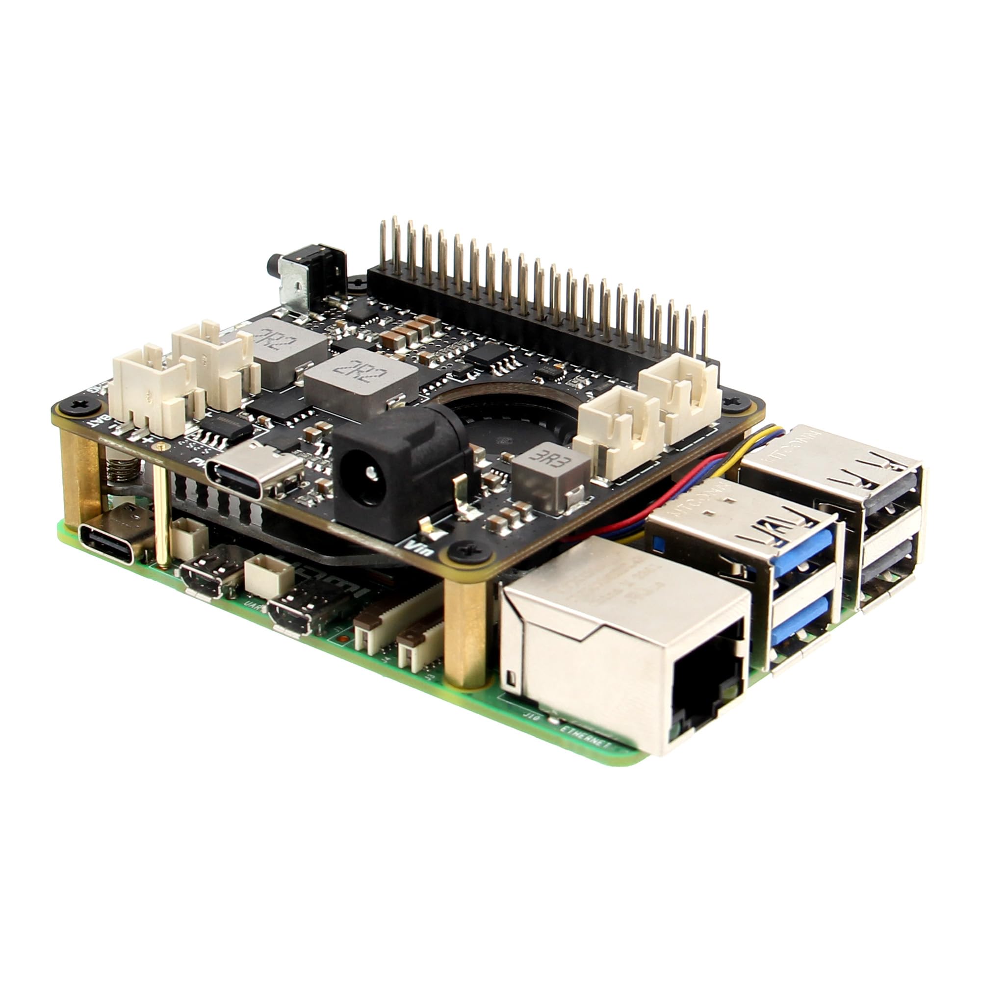 Geekworm X1209 UPS per Raspberry Pi 5/4B/3B+/3B | 5,1 V 6 A, ingresso a banda larga 5 – 18 V, montato in alto, spegnimento sincrono e accensione automatica