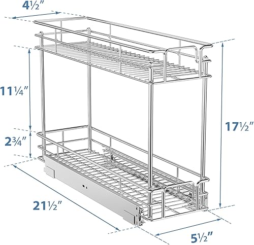 Miniatura 5 de ROOMTEC Estante de especias extraíble con tabla de madera para gabinete estrecho (5.5 pulgadas de ancho x 21 pulgadas de profundidad), organizador