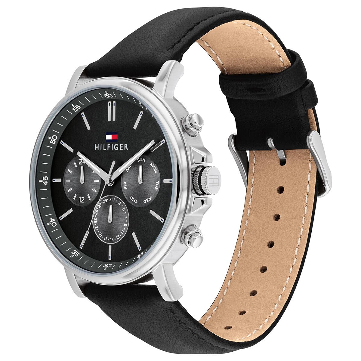 Tommy Hilfiger Reloj DE Piel Negro DIAL Gris Oscuro para Hombre - 1710586, Gris Oscuro, Correa