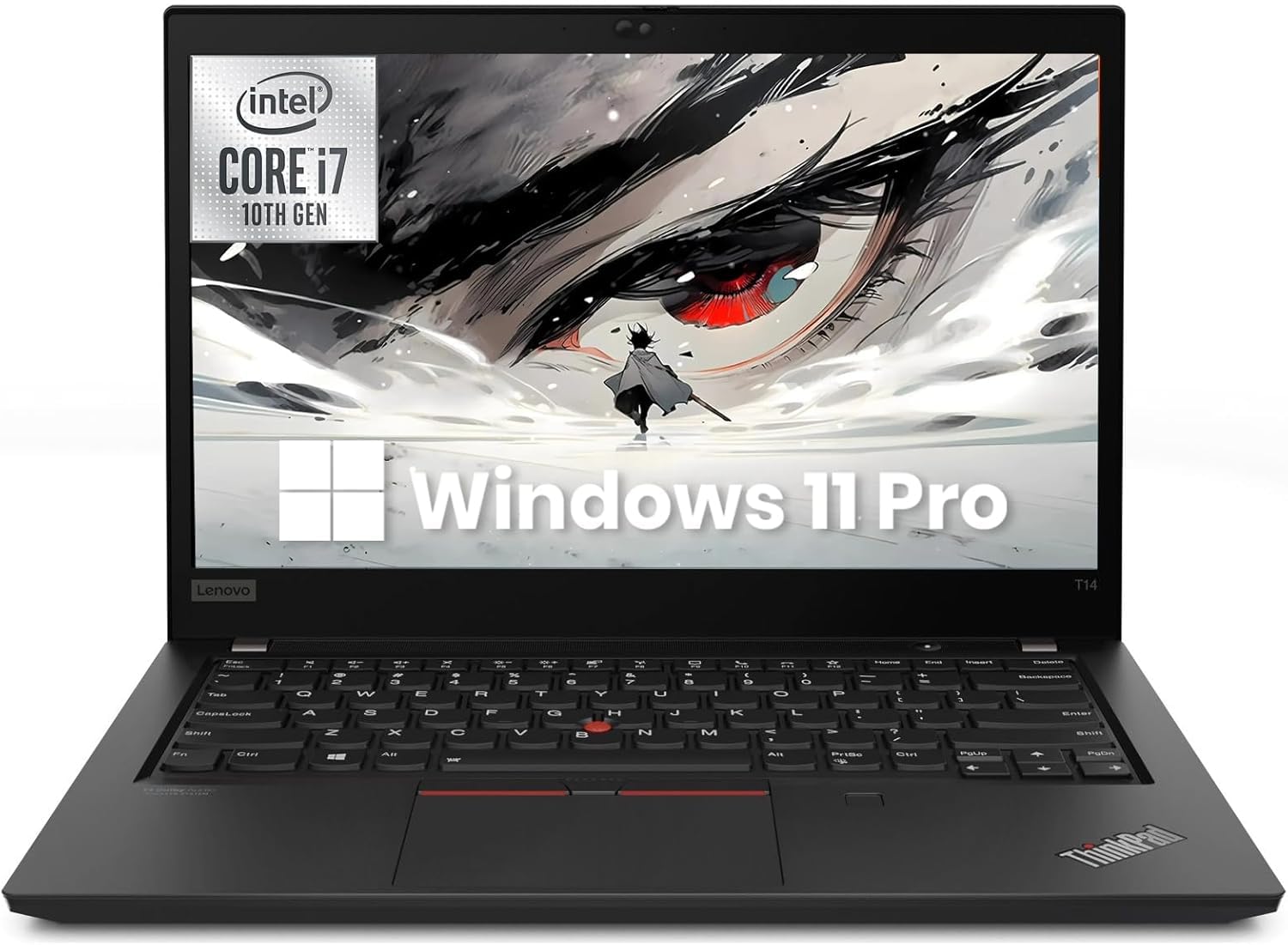 Lenovo Thinkpad T14 Computer portatile, 14" FHD (1920x1080), Intel Core i7-10610U, 16GB RAM, 256GB SSD, webcam, tastiera Qwerty USA, Windows 11 Pro (ricondizionato)