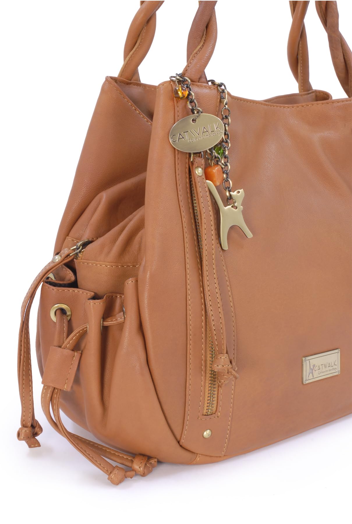 Catwalk Collection Handbags - Bolso de Hombro de Piel de Mujer - Tote Bag Grande con Cremallera - Bolso Diario - Multibolsillos - Caz