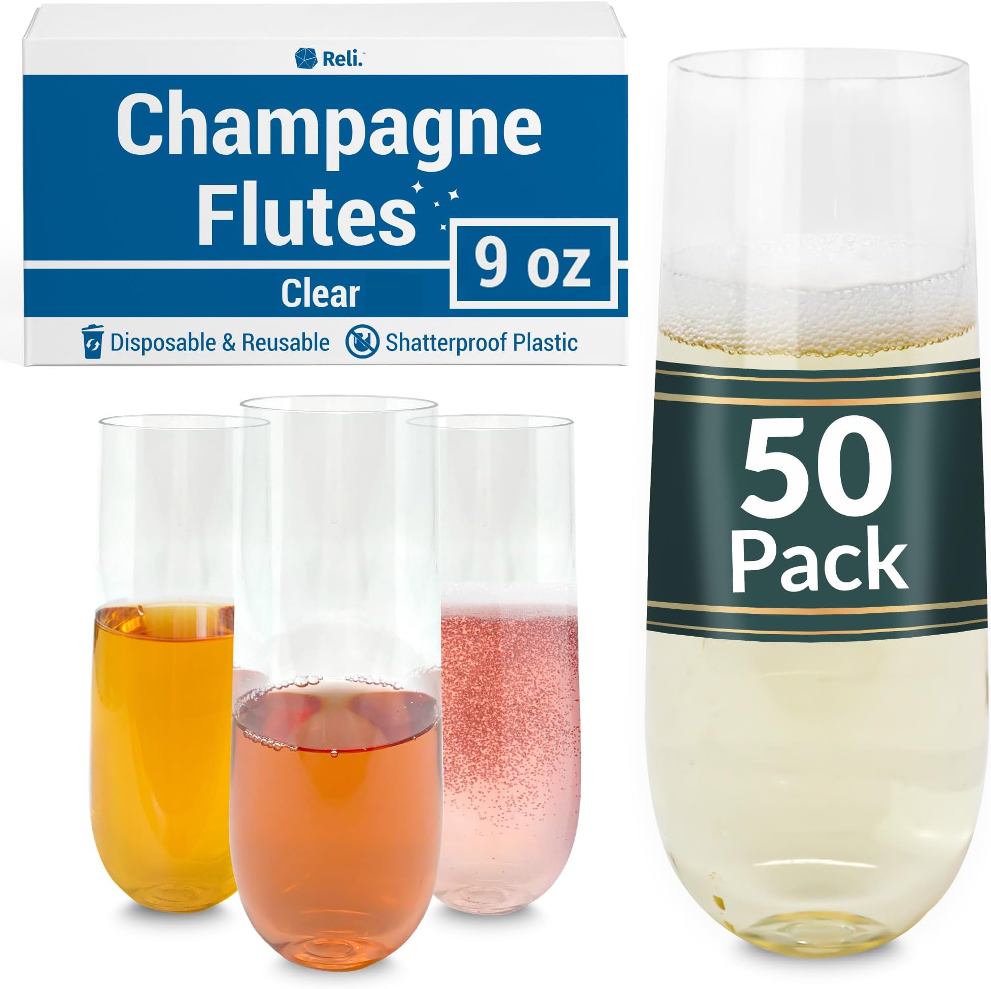 BUCLA 60 Pack 5OZ Pink Plastic Champagne Flutes Disposable For Weddings And Parties - View #9